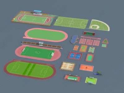 现代户外足球场3D模型下载
